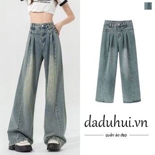 Daduhui New American Ins High Street Retro Washed Jeans WOMEN'S Niche High Waist Loose Wide Leg Pants Trousers