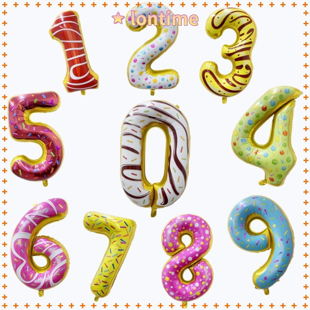 Bong Bóng Sinh Nhật Số LONTIME 5 Cái|Khuôn Làm Bánh Donut / Sô Cô La 32 Inch Dành Cho Bé