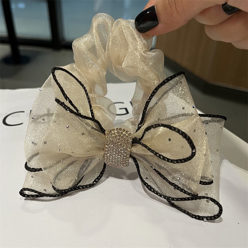 Dây Cột Tóc Đính Đá Kim Cương Nhân Tạo Hình Nơ Phong Cách Hàn Quốc Chất Lượng Cao