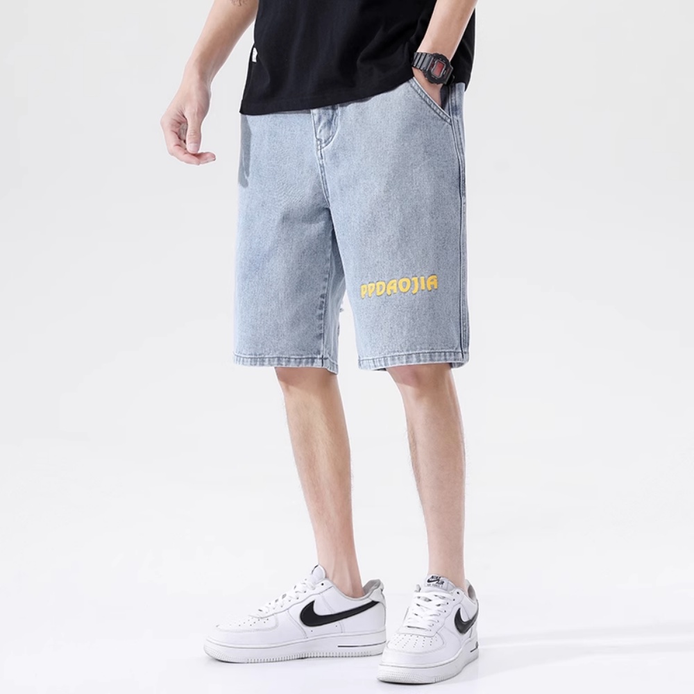 Quần Short Denim In Họa Tiết Thời Trang Mùa Hè Cho Nam