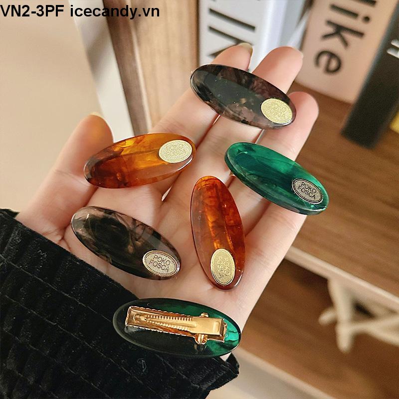 Kẹp Tóc Mỏ Vịt Hình Bầu Dục Nhỏ Đơn Giản Cổ Điển Y2K