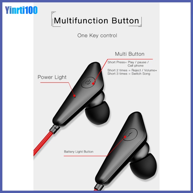 Tai Nghe Treo Cổ Yinrti Kết Nối Bluetooth 5.0 Pin Lớn Giảm Tiếng Ồn