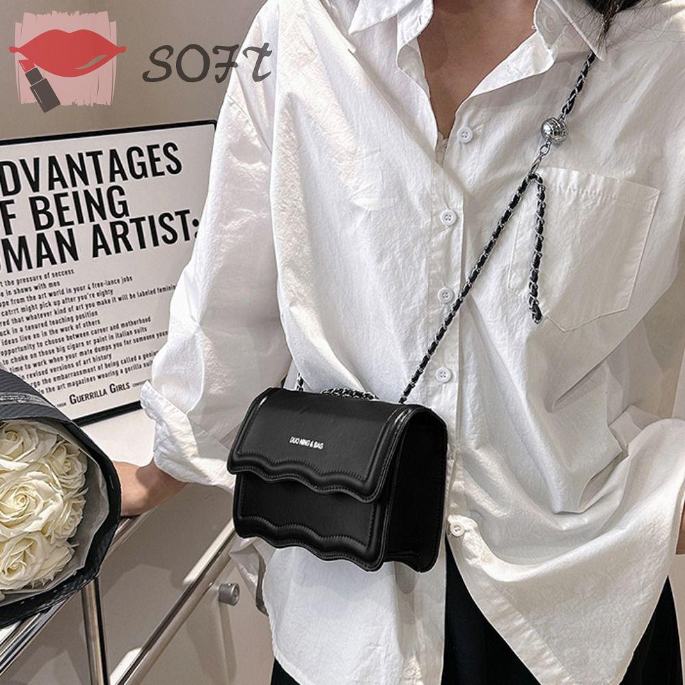 Túi Đeo Vai Màu Trơn Họa Tiết Lượn Sóng Thời Trang Cho Nữ