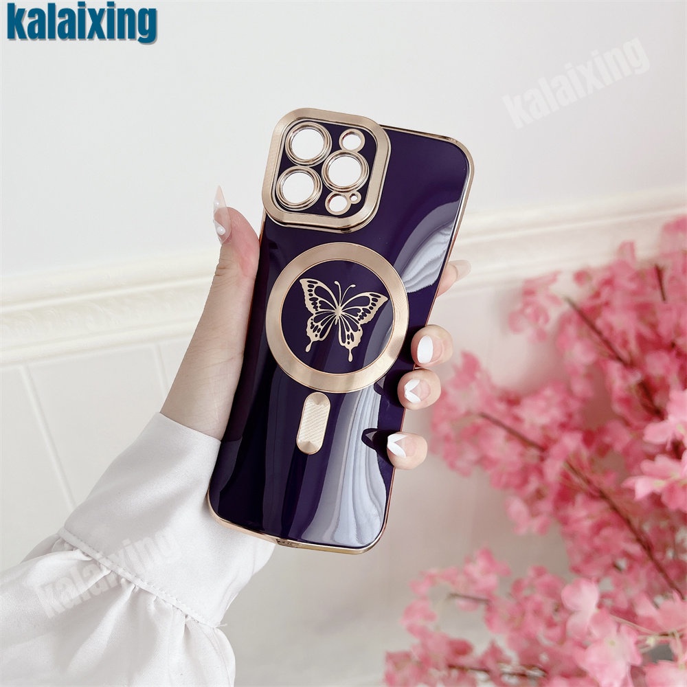 Ốp Điện Thoại Mềm Mạ Điện Họa Tiết Bướm Cho IPhone 14 13 Pro Max 12 11 Pro Max