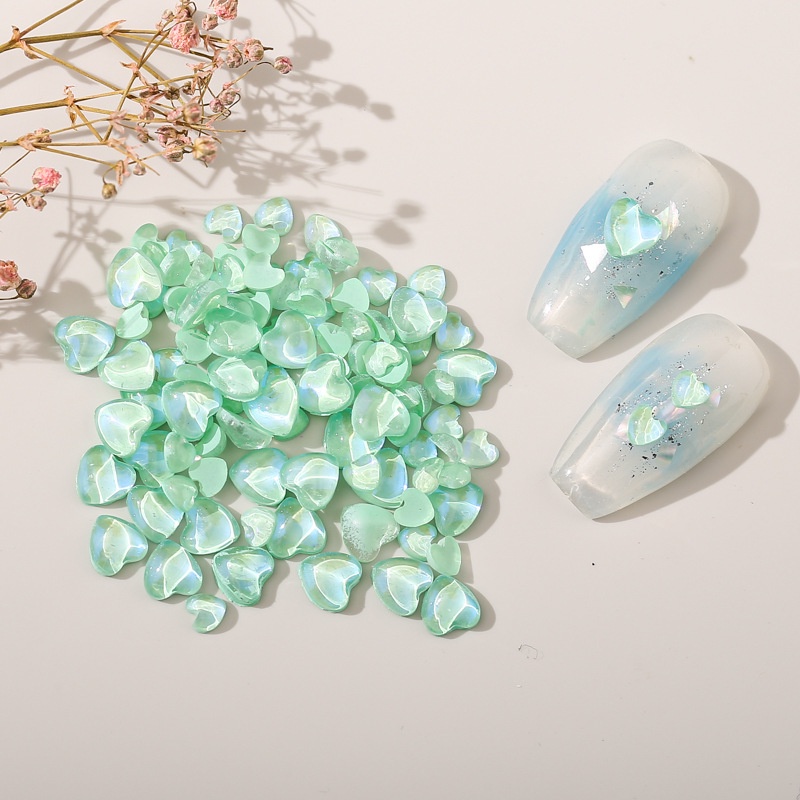 Set 50 Phụ Kiện Trang Trí Móng Tay Hình Trái Tim Màu Sắc Gradient Sáng Bóng DIY