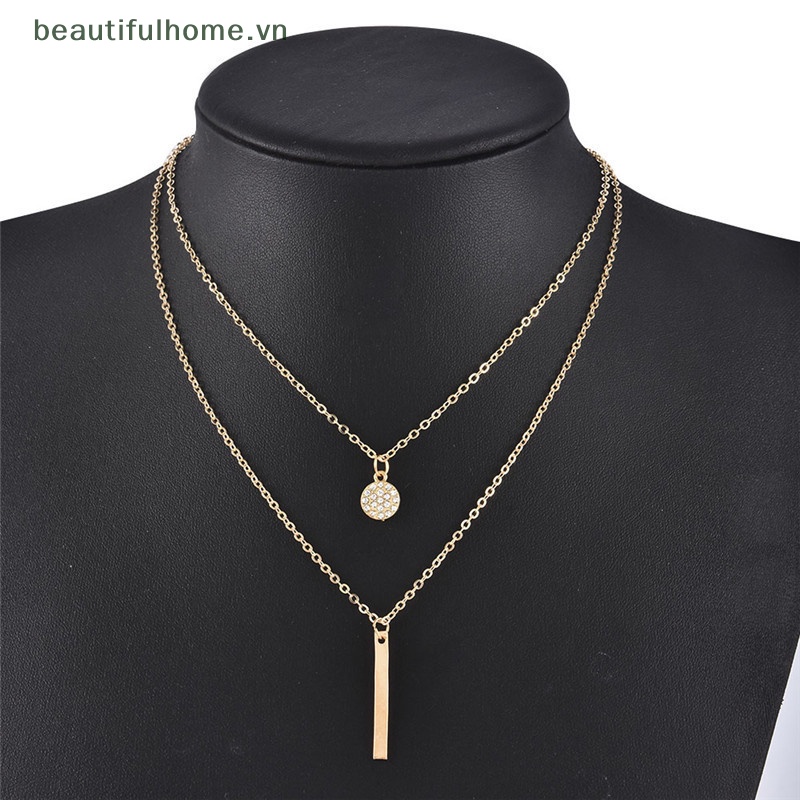 [beautifulhome] Vòng cổ Hai Lớp Dáng Dài Họa Tiết Hình Học Đơn Giản Thời Trang Âu Mỹ Dành Cho Nữ [beauty]