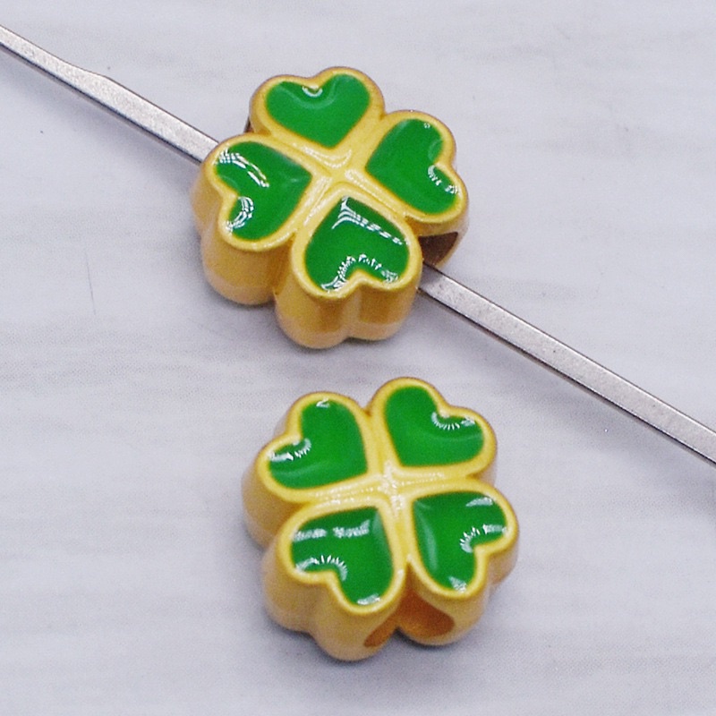 🔥 GIÁ SỈ 🔥 Charm cỏ 4 lá mạ vàng màu xanh - PL183