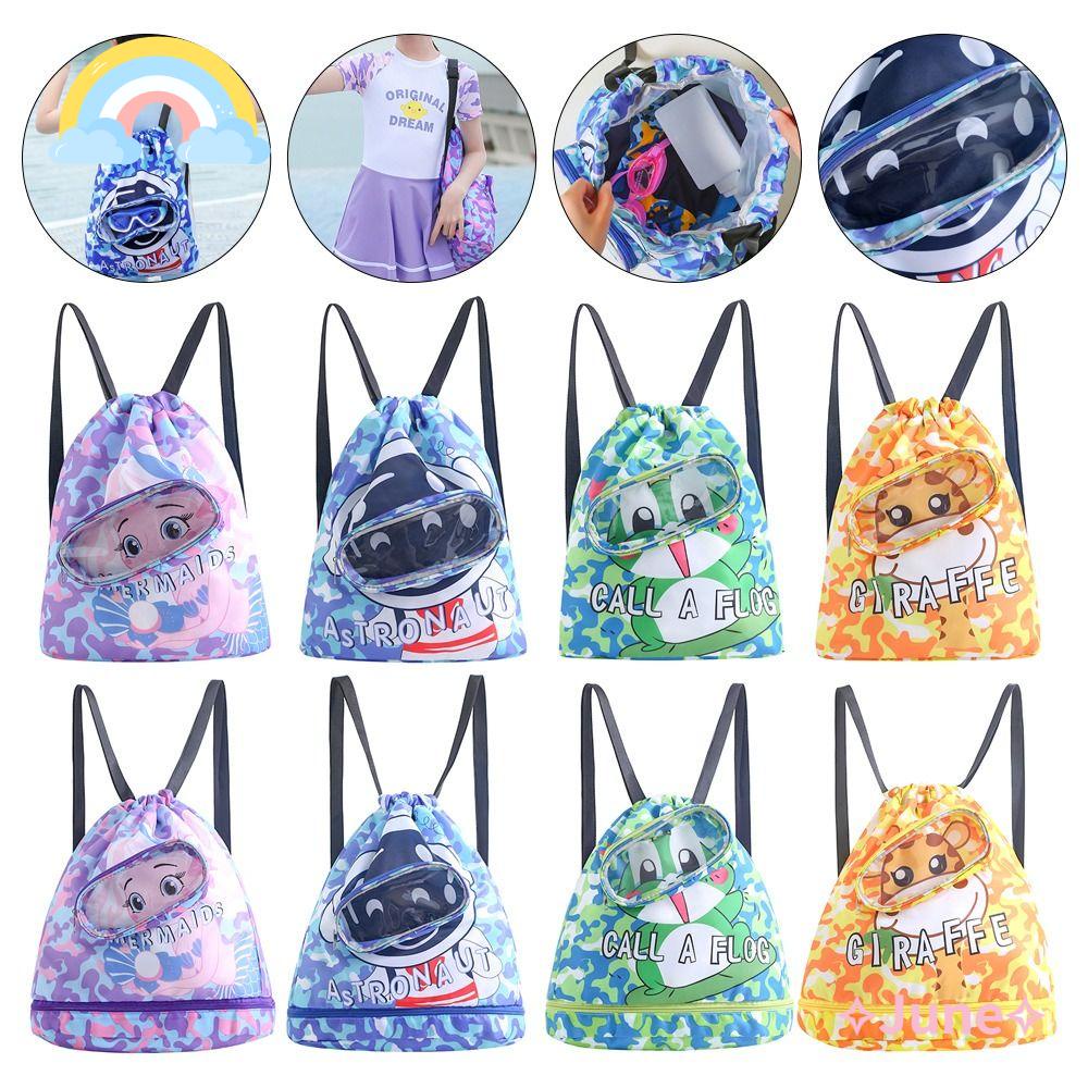 JUNE Túi Dây Rút Đựng Đồ Bơi Thể Thao Có Thể Điều Chỉnh Tiện Lợi Dành Cho Bé