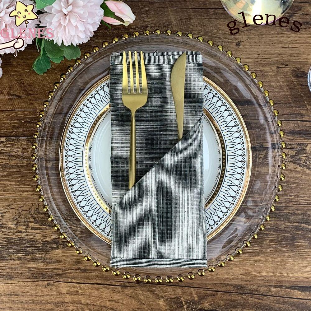 Glenes Khăn Ăn Bằng Cotton Họa Tiết Sọc Trơn Cách Nhiệt Không Biến Dạng Cho Nhà Bếp