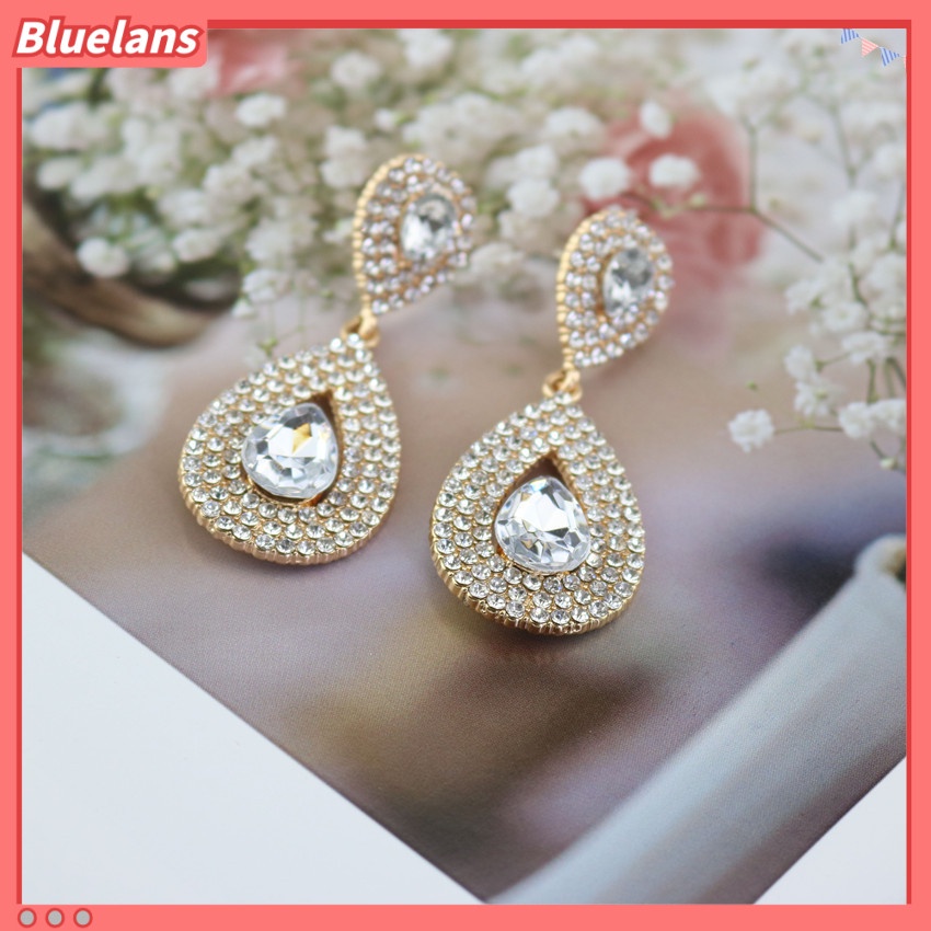 [BLS] Bông Tai Xỏ Lỗ Dạng Chuỗi Hạt Kim Cương Phong Cách Âu Mỹ Cho Nữ