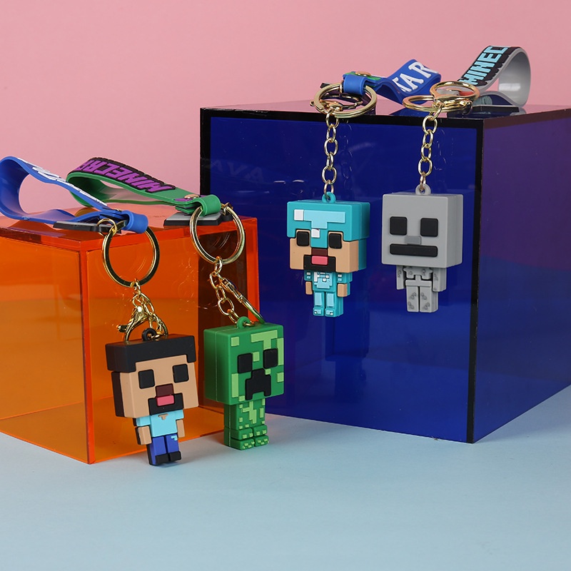 Móc Khóa Hình Nhân Vật Hoạt Hình Minecraft 3D Dễ Thương