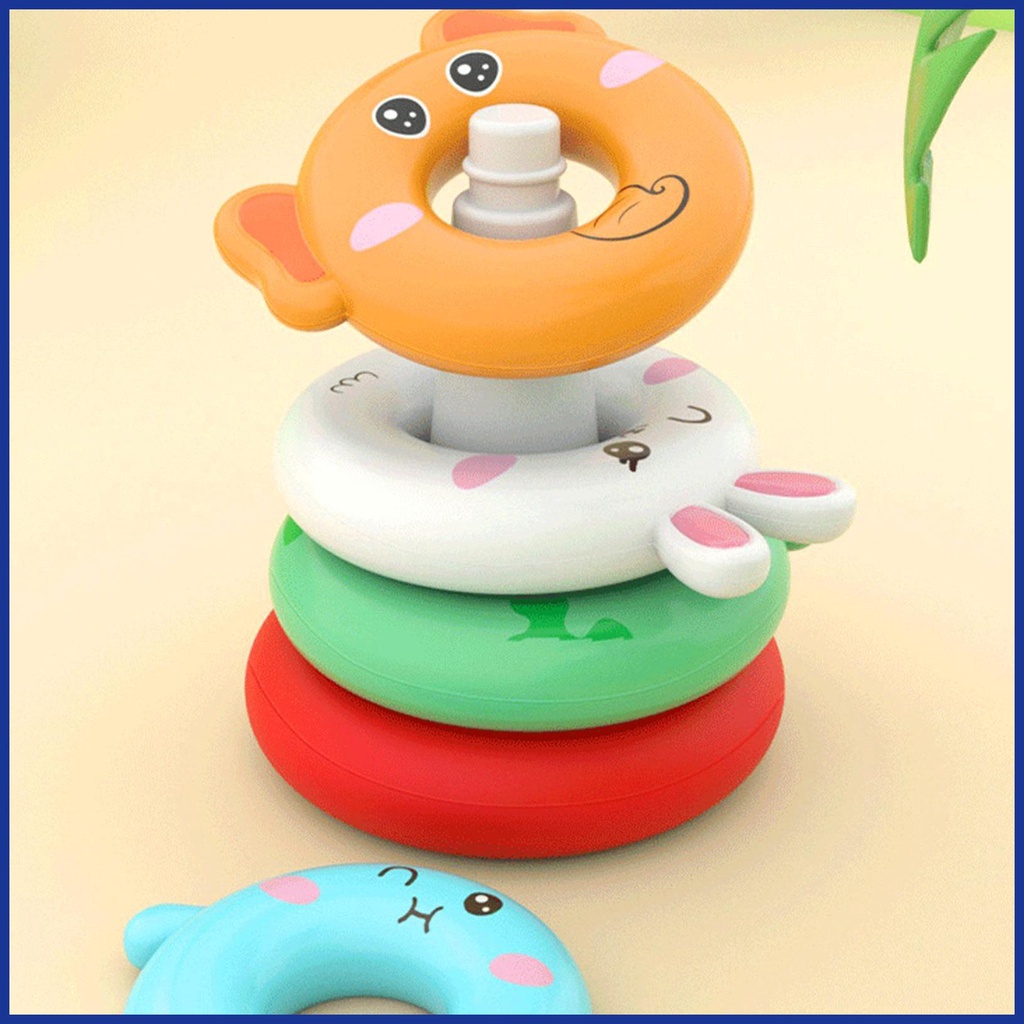 Đồ Chơi Vòng Xếp Chồng Lên Nhau Hình Chú Heo Màu Cầu Vồng Theo Phương Pháp Montessori Cho Bé