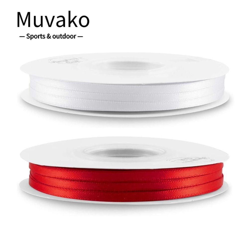 MUVAKO Bộ 2 Cuộn Ruy Băng Satin Màu Đỏ Hai Mặt Dùng Gói Quà Diy