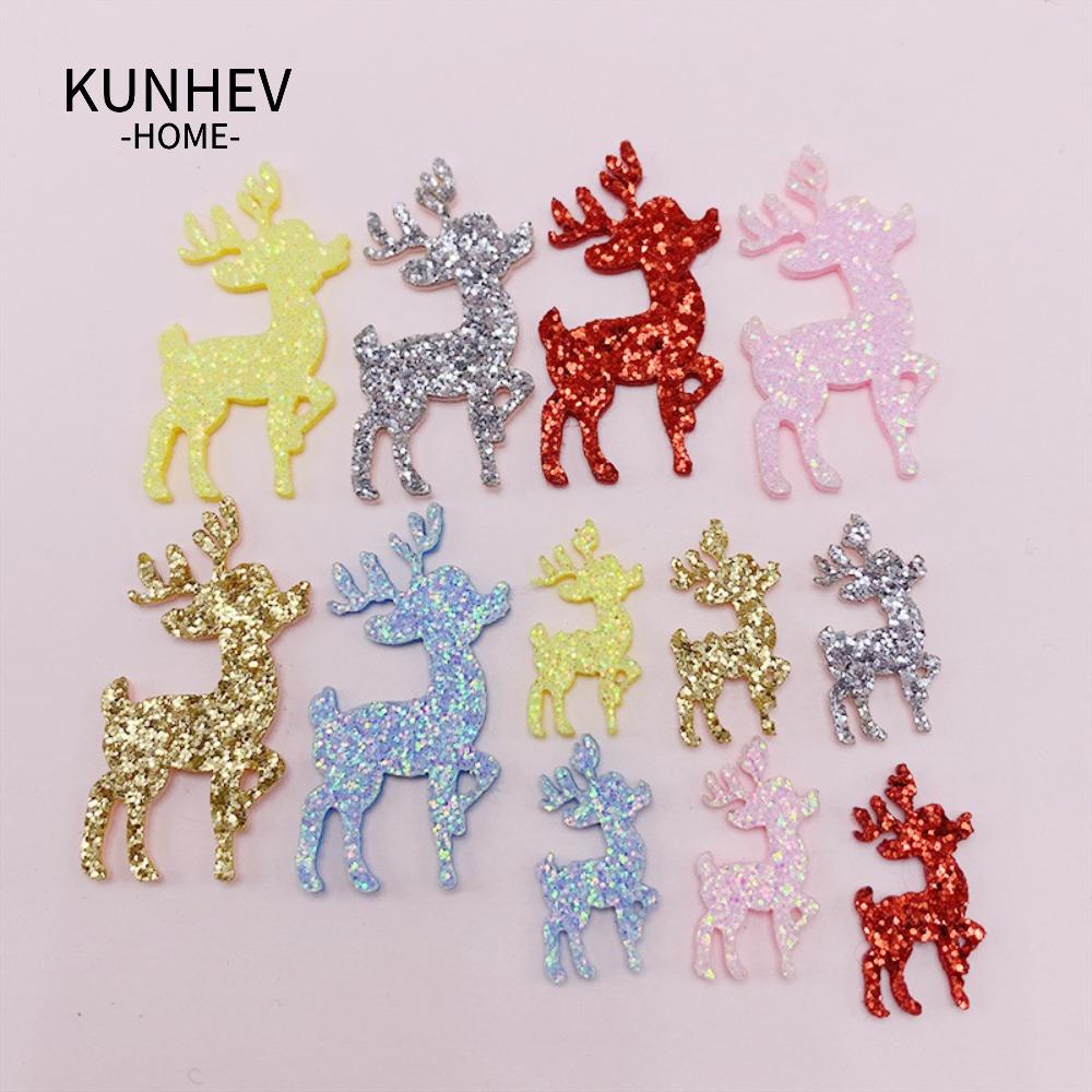 KUNHEV Set 100 Miếng Vải Nỉ Đính Nơ Lấp Lánh Trang Trí Giáng Sinh Mới