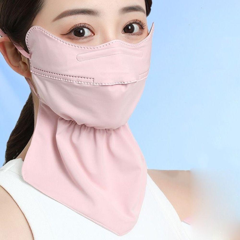 Khẩu Trang Chống Nắng Che Phủ Tai Bằng Lụa Lạnh Thoáng Khí Có Thể Điều Chỉnh Cho Nữ