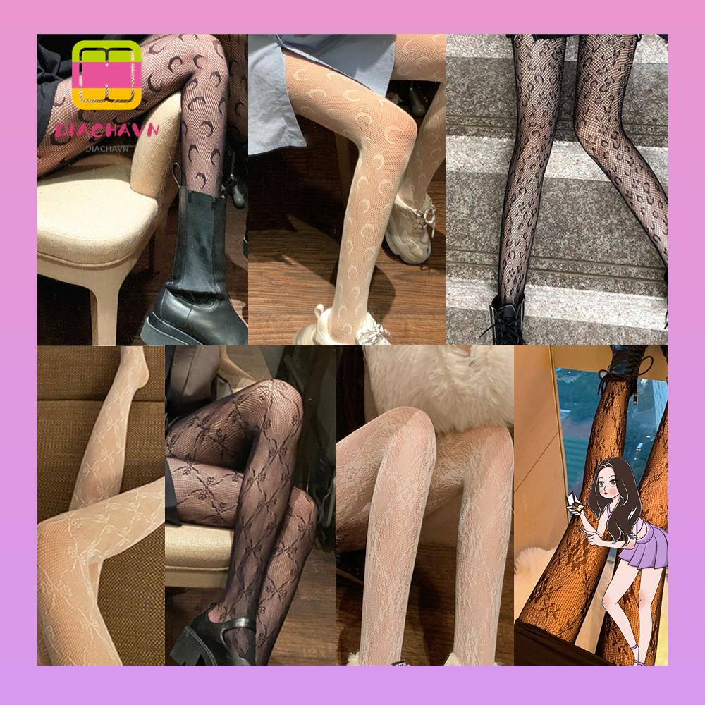 Quần Tất Lưới Màu Đen Phối Ren Hoa Hồng Phong Cách Gothic