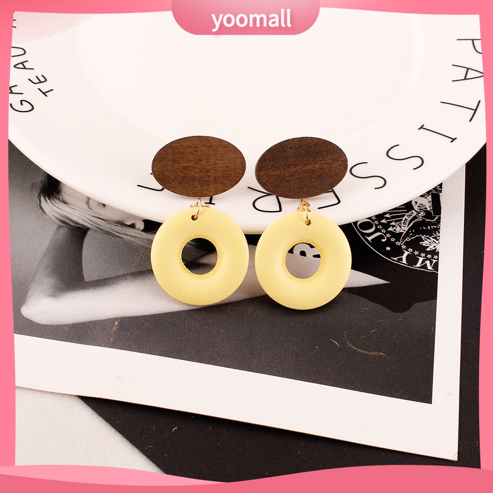 [YM] Khuyên Tai Dáng Dài Bằng Gỗ Thời Trang Cổ Điển Hình oval Dễ Phối Đồ Cá Tính Dành Cho Bạn Nữ