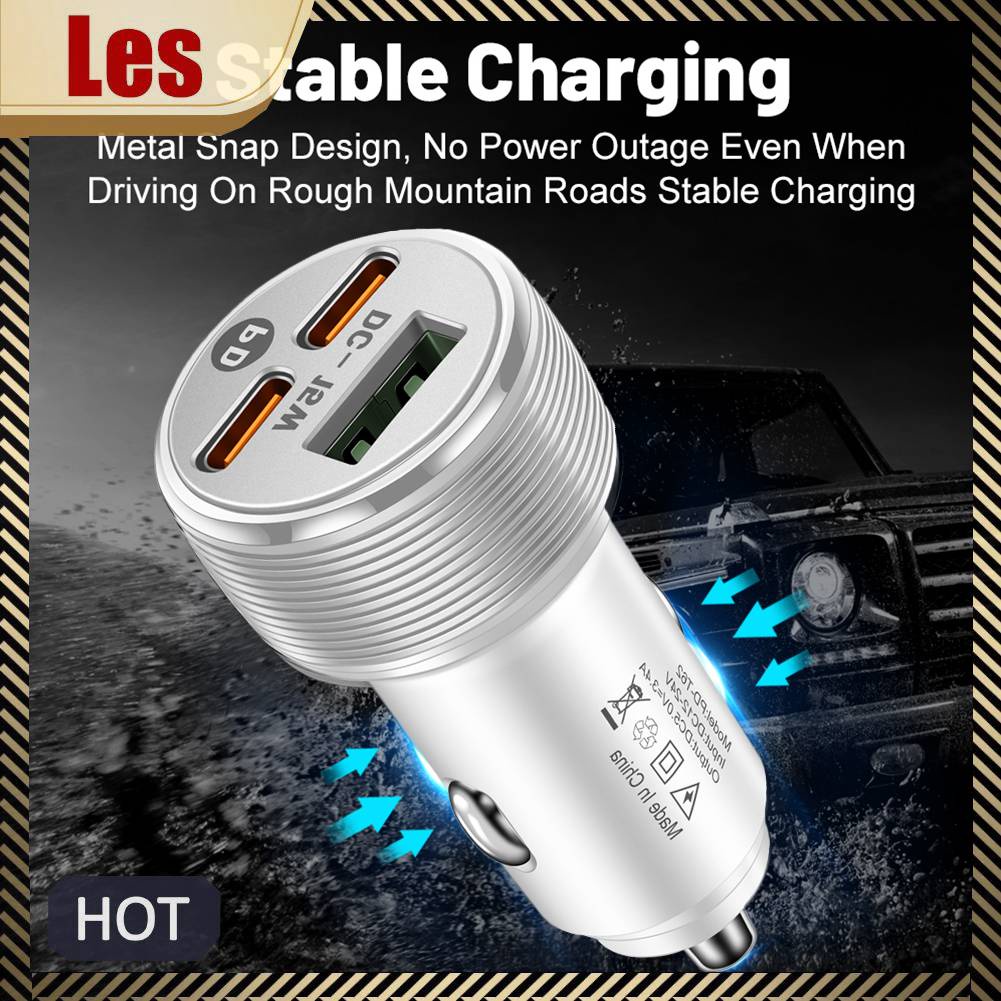 Tẩu Sạc Điện Thoại Trên Ô Tô 3 Cổng USB PD Type-C 5V 3A Cho Điện Thoại Iphone 14 Pro