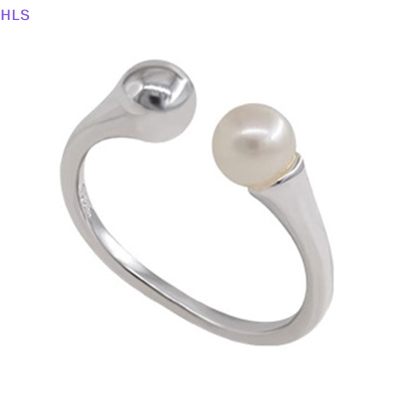 Nhẫn Đính Ngọc Trai Nhân Tạo Phong Cách Tối Giản Dễ Thương Có Thể Điều Chỉnh