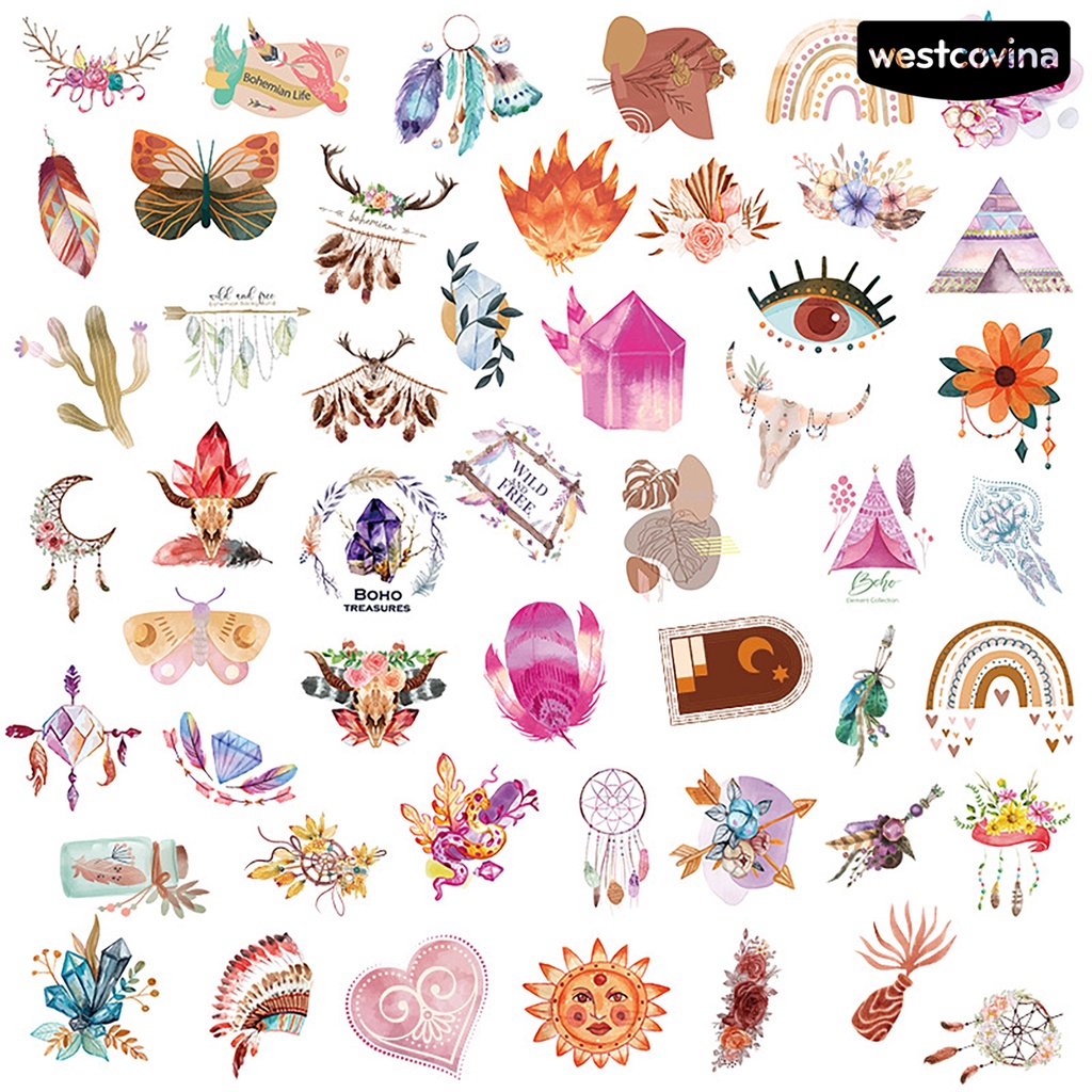 [WSTN]✎Bộ 50 Miếng Dán Tự Dính Bằng PVC Chống Thấm Nước Họa Tiết Graffiti Trang Trí Hành Lý / Ngăn