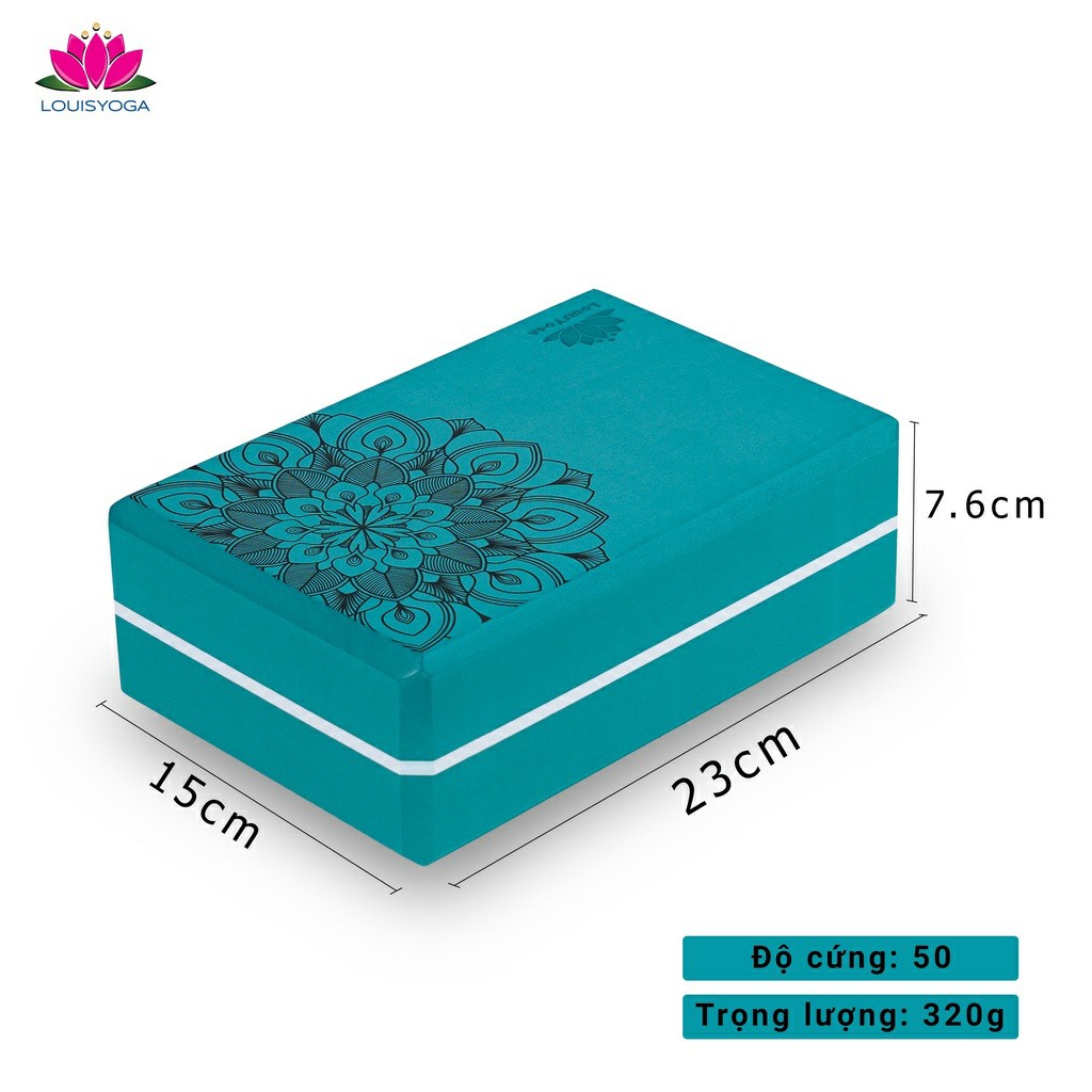 Gạch tập Yoga Louis cao cấp in nổi hoa mandala trọng lượng 320g  - Thương hiệu LOUIS YOGA