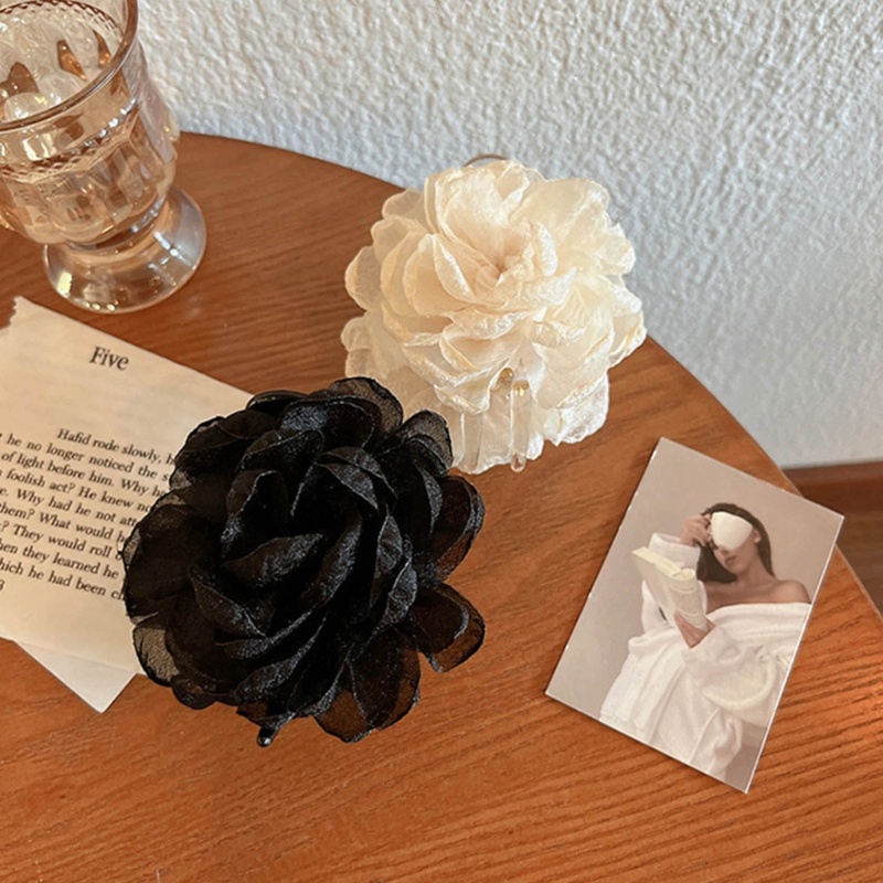 Kẹp Tóc Hình Hoa Trà Lớn Phong Cách Retro Thanh Lịch Cho Cô Dâu