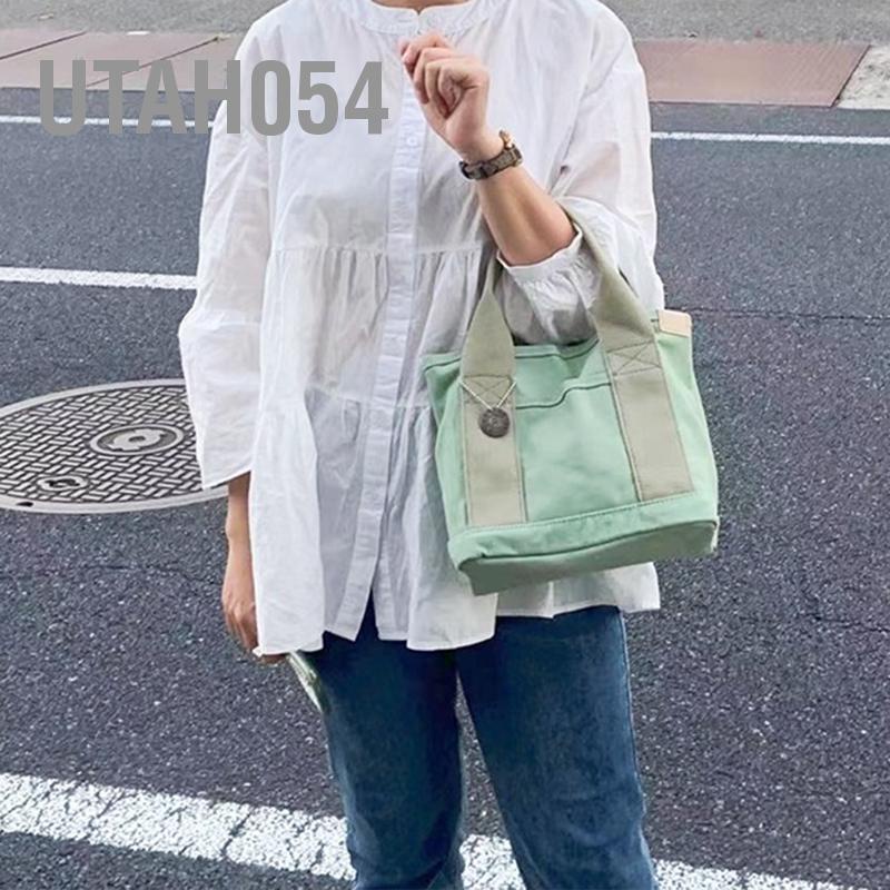 Utah054 Túi đựng đồ ăn trưa bằng vải bạt Màu trơn Công suất lớn di động để làm việc thể thao