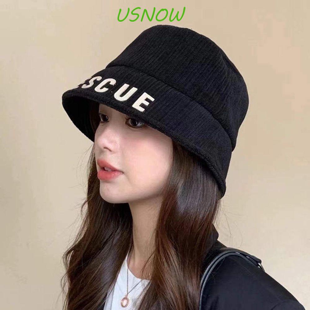 USNOW Mũ Bucket In Chữ Thời Trang Mùa Đông Hàn Quốc Cho Nữ