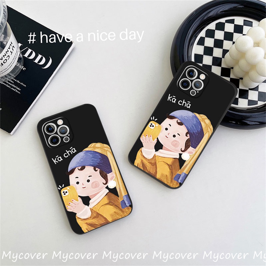 Ốp Điện Thoại Silicon Mềm Hình Cô Gái Đính Ngọc Trai Cho iPhone 11 13 12 14 Pro Max X XR Xs Max 6 7 8 Plus