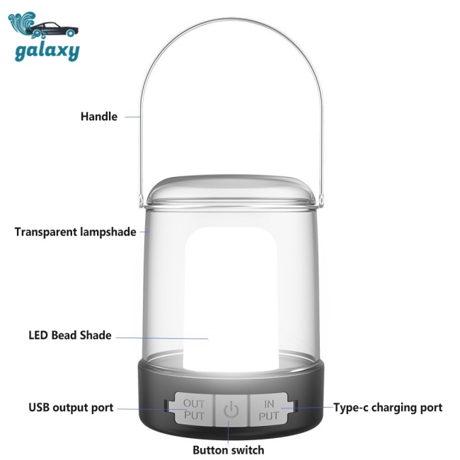Galaxy Đèn Led Cắm Trại 3 Chế Độ Kèm Sạc Usb Tiện Dụng