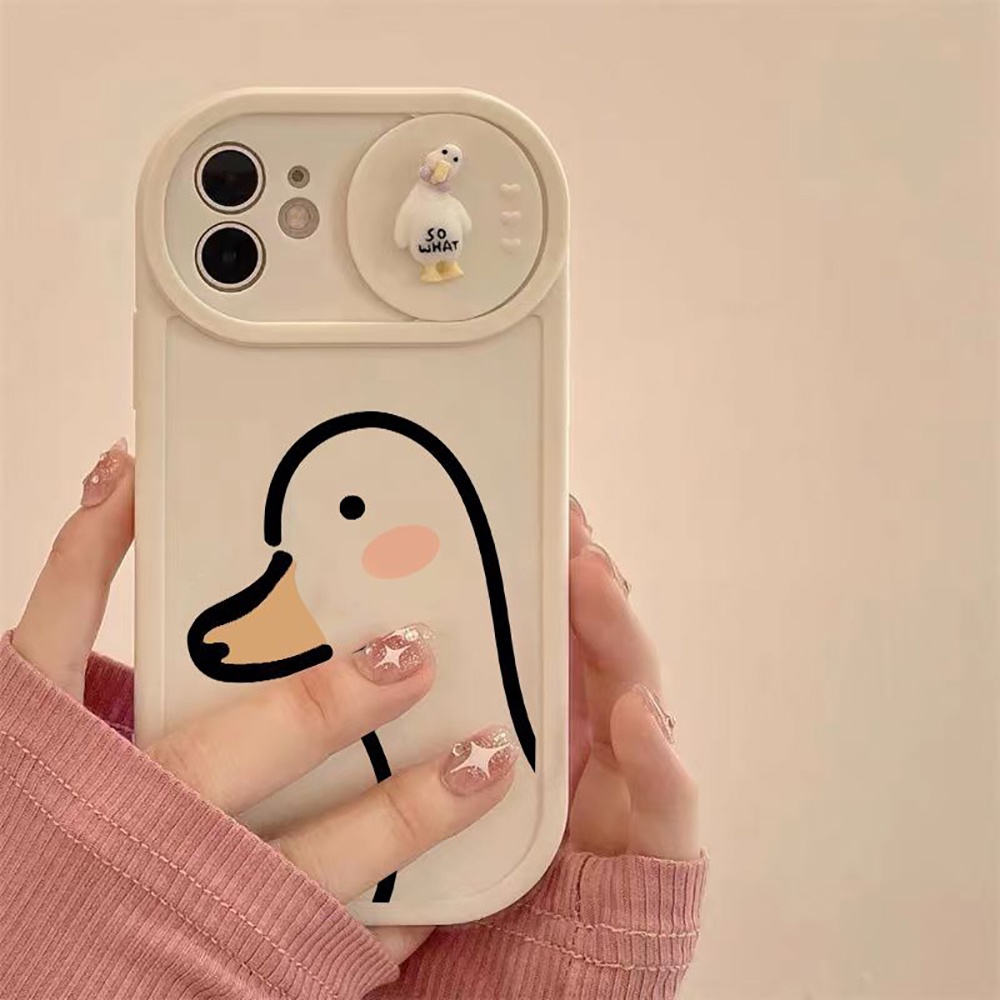 Ốp Điện Thoại tpu Dẻo In Hình Vịt Hoạt Hình 3d Có Thanh Trượt Bảo Vệ camera Cho iphone 14 pro max 11 15 13 12 pro max
