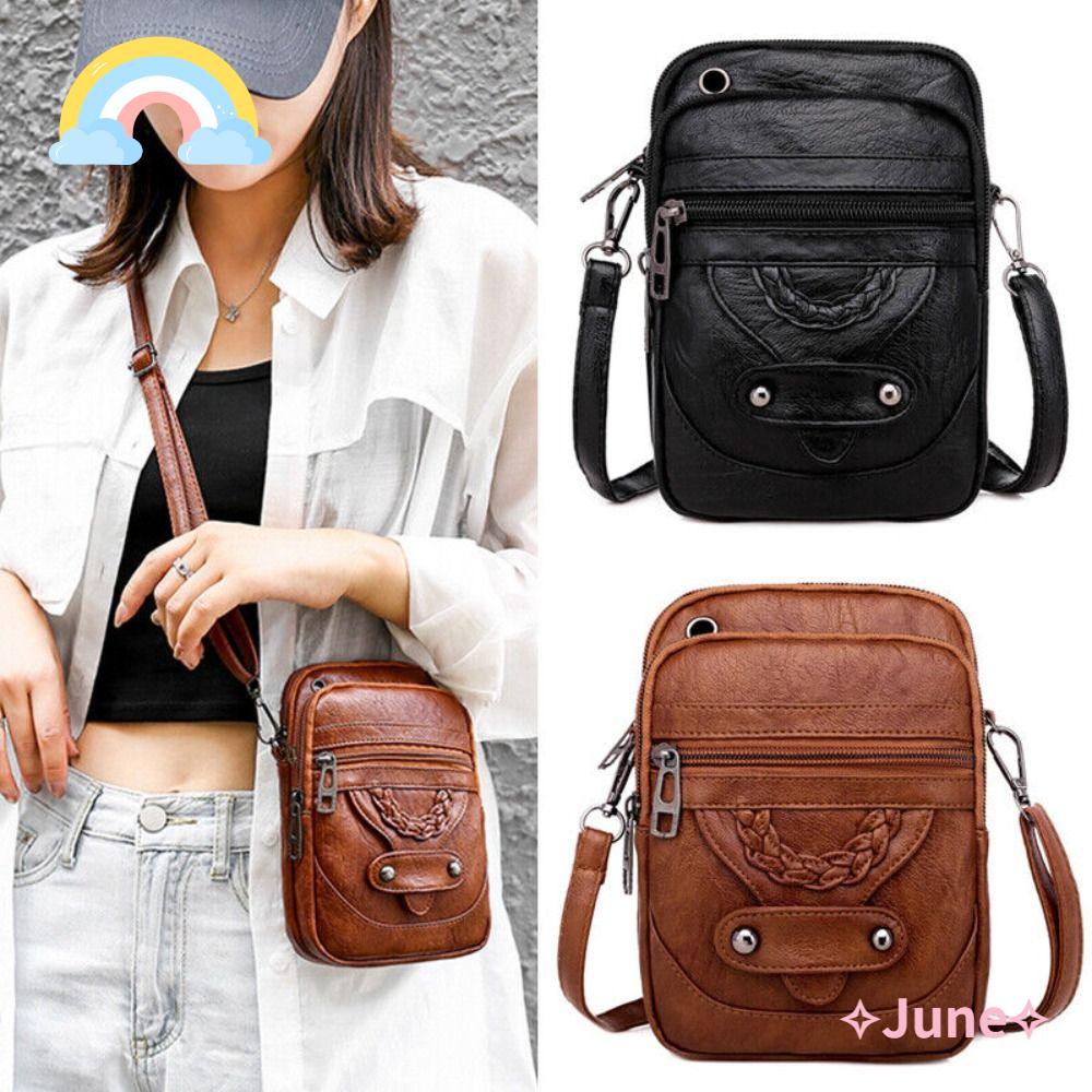 JUNE Túi Đeo Vai Da PU Đa Chức Năng