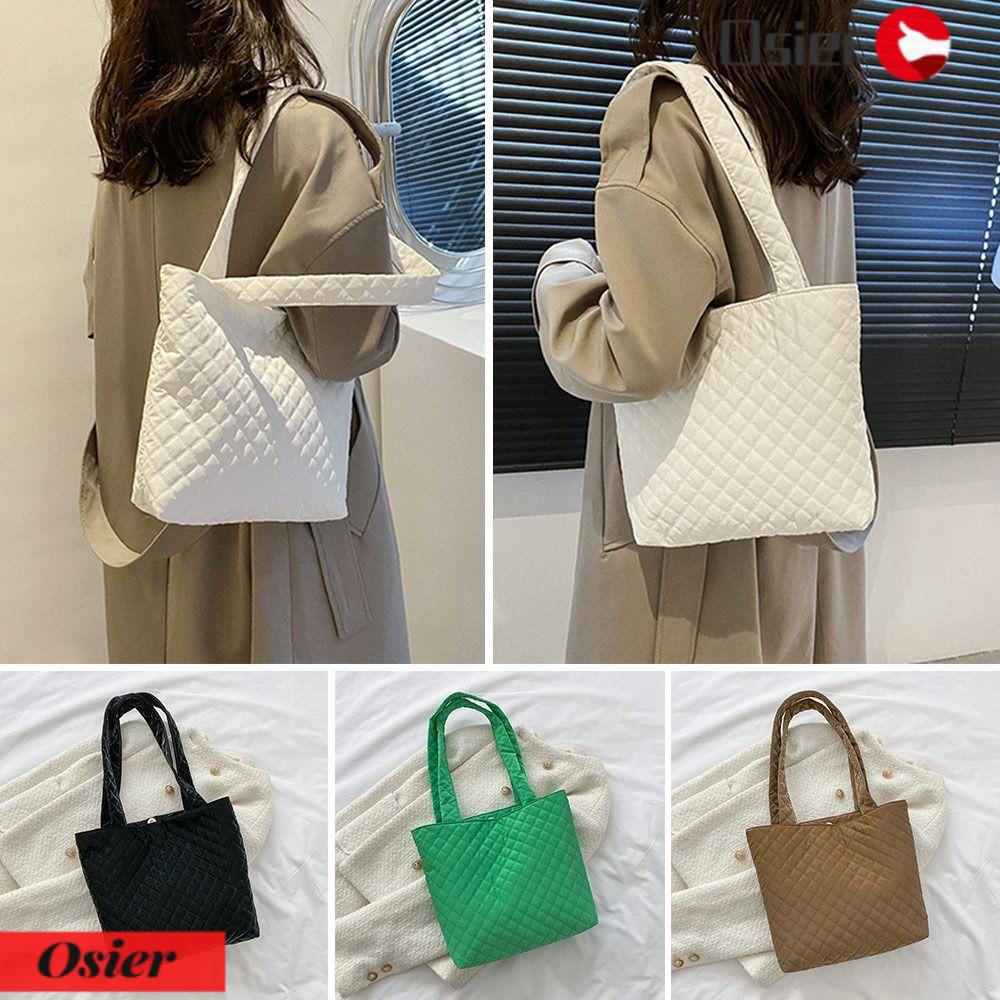 OSIER1 Túi Tote Có Đệm Cotton Mềm Mại Màu Trơn Sức Chứa Lớn Thời Trang Mùa Đông