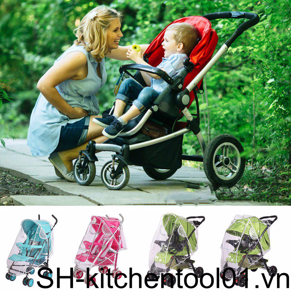 Tấm Che Nắng Mưa Trong Suốt Chống Bụi Chống Nước Có Khóa Kéo Thông Dụng Cho Xe Đẩy Em Bé