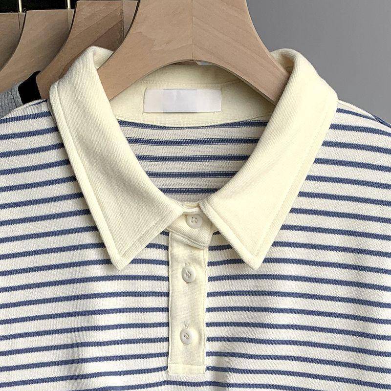 Áo Thun polo Ngắn Tay Họa Tiết Sọc Thời Trang Dành Cho Nữ