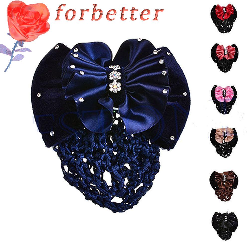 FORBETTER Kẹp Tóc Vải Satin Đính Đá Thời Trang Cho Nữ