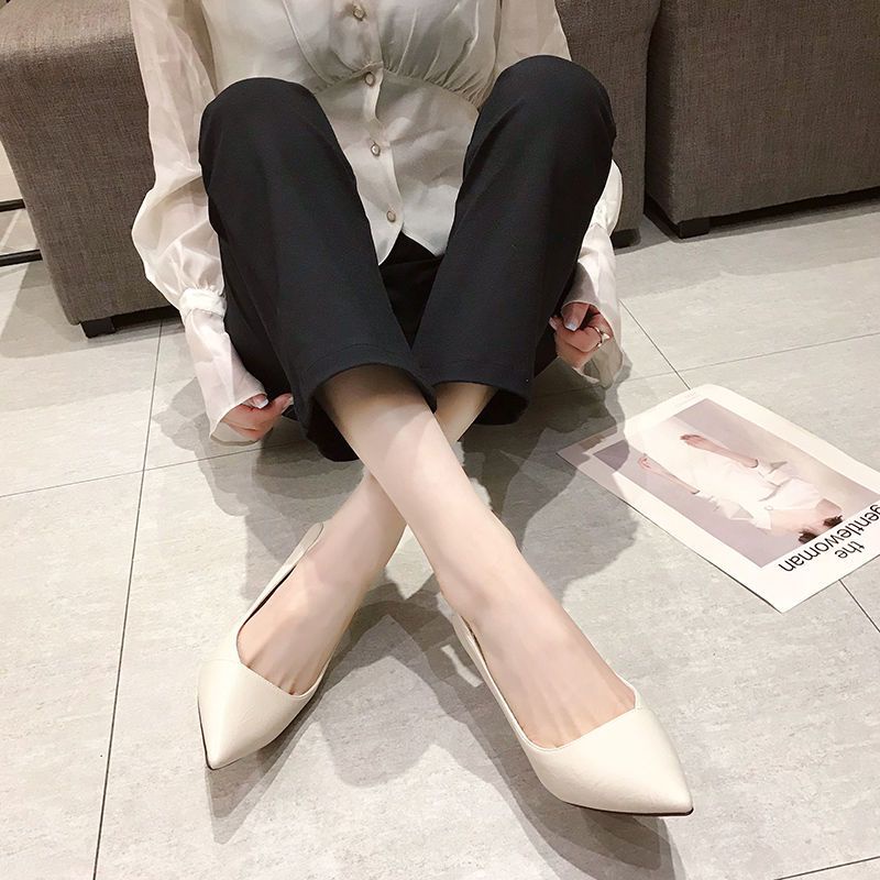 Giày Cao Gót Da Mềm Mũi Nhọn Miệng Nông Thời Trang Xuân Hè 2023