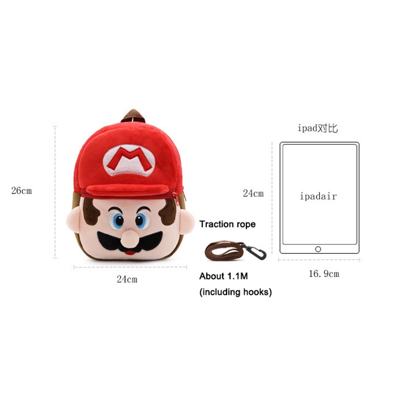 1 Ba Lô Chống Thất Lạc Hình Mario Dễ Thương Cho Bé 2-4 Tuổi