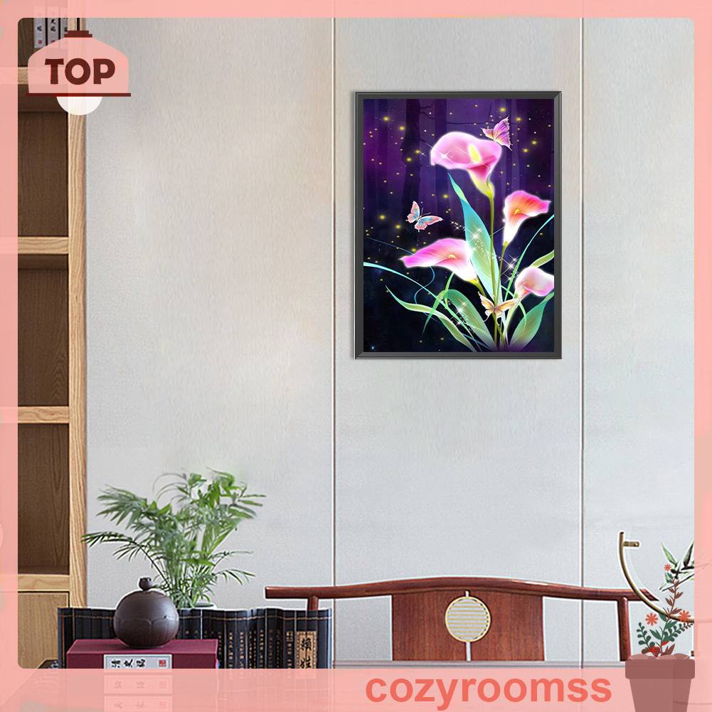 Tranh Đính Đá Kim Cương Toàn Bộ 5D DIY Hình Vẽ Hoa Trang Trí Nhà Cửa