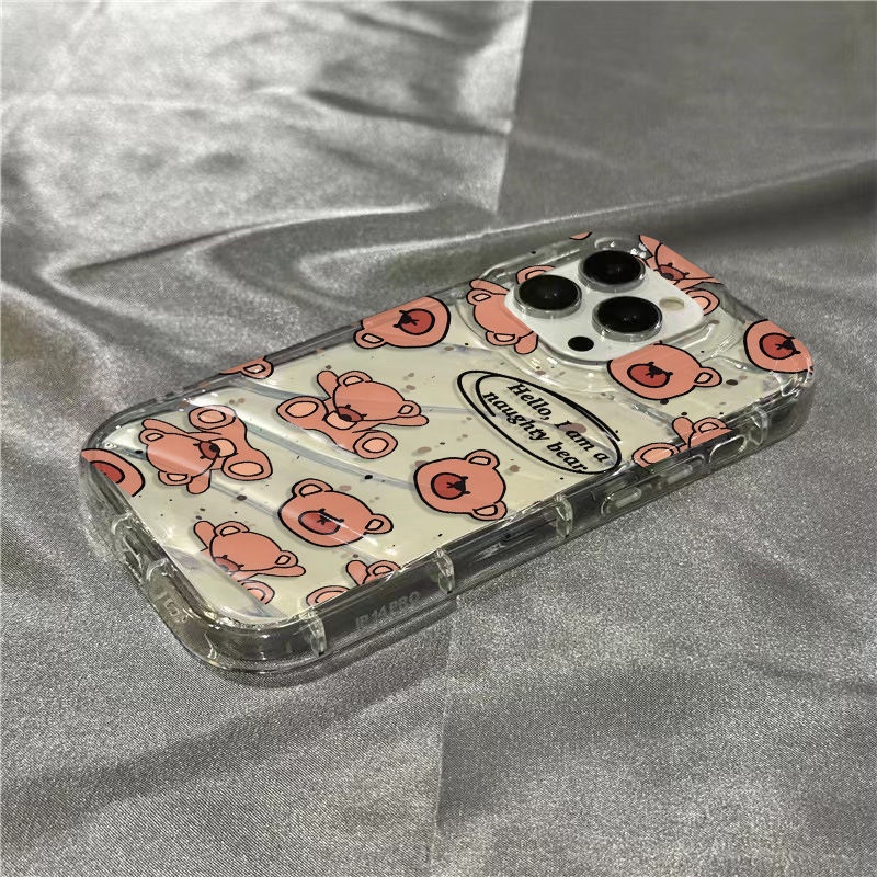 Ốp Điện Thoại Dẻo Trong Suốt Họa Tiết Hoạt Hình Chú Gấu Dễ Thương Cho iPhone14promax 1312 / 11 7 / 8plus xr / sins UUXO