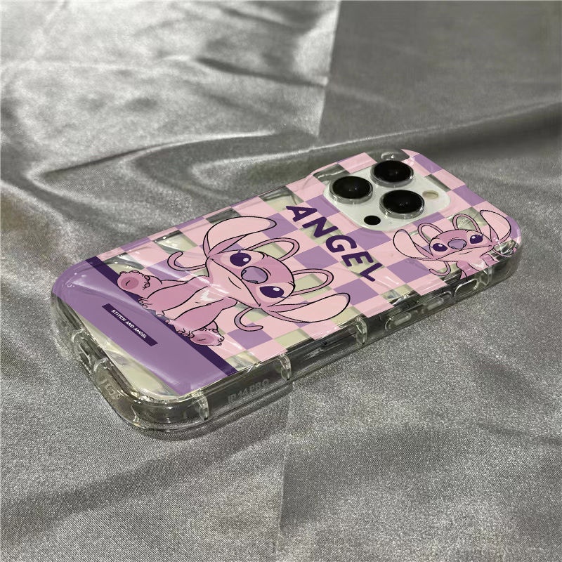 Ốp Điện Thoại Mềm Trong Suốt In Hình Stitch Màu Hồng Cho Iphone 8 / 14Promax11 Xr / cute plus 13127
