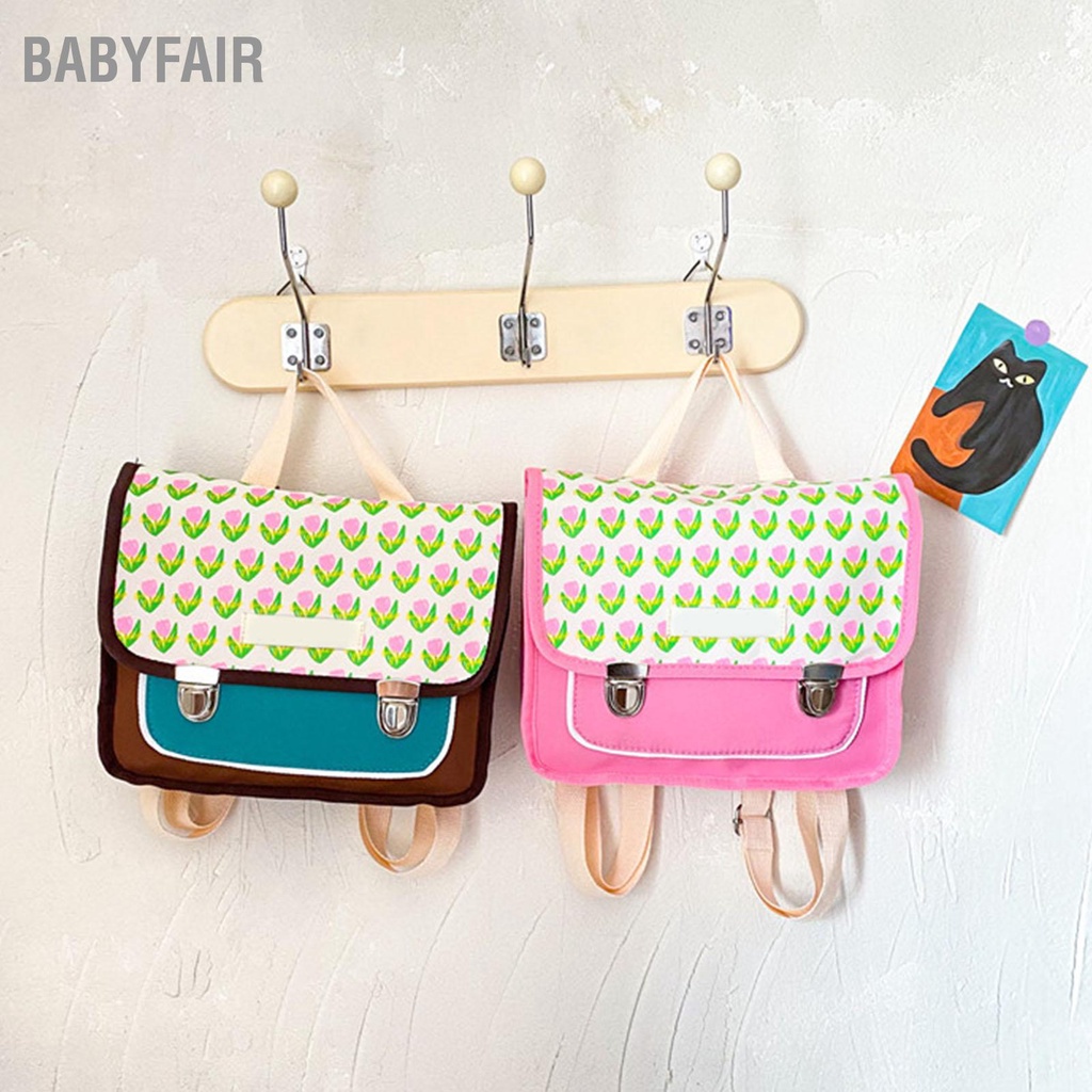 Babyfair Ba lô trẻ em Thiết kế hoa Canvas Túi xách dung tích lớn tay cho bé gái