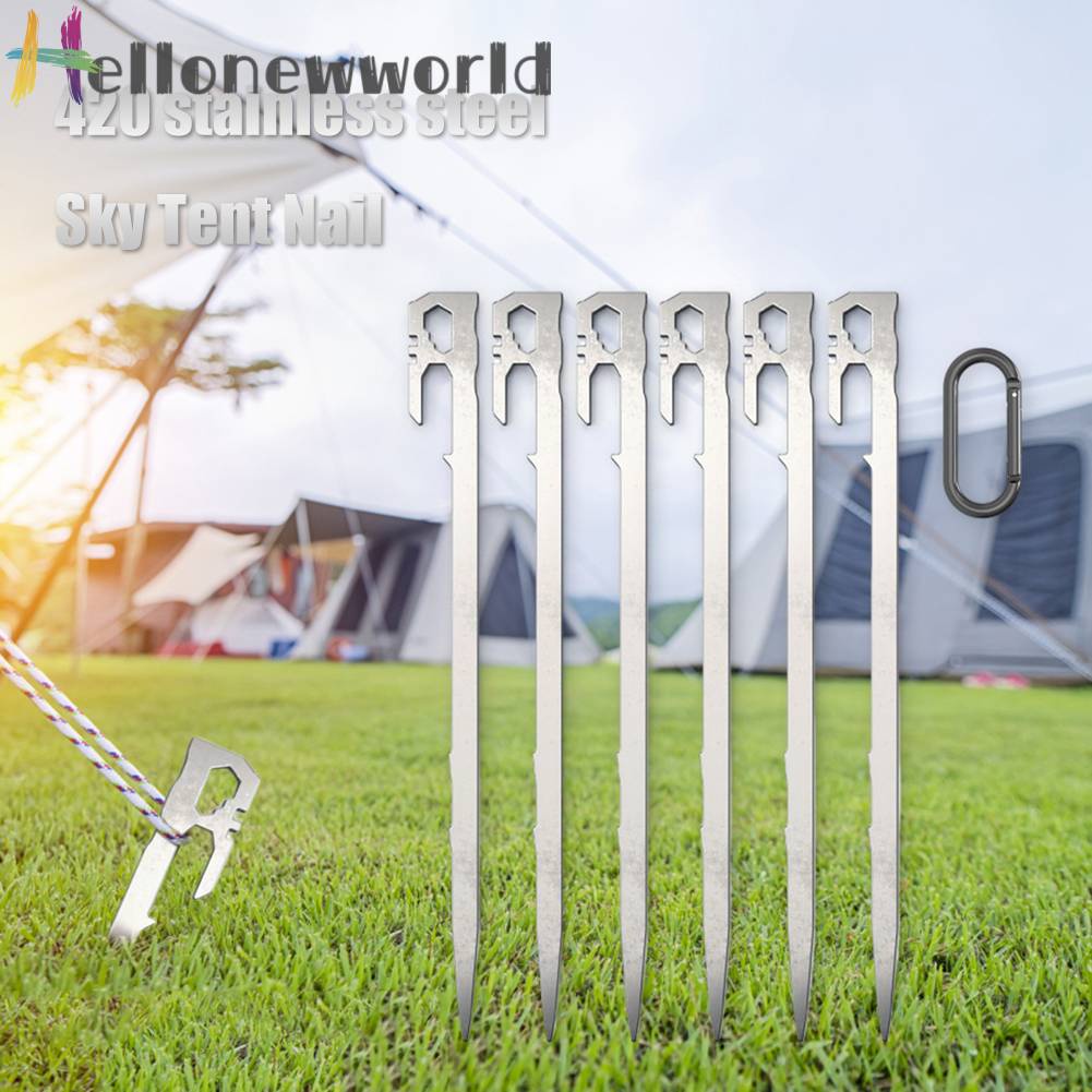 Set 6 Cọc Dựng Lều Bằng Thép Không Gỉ 28cm