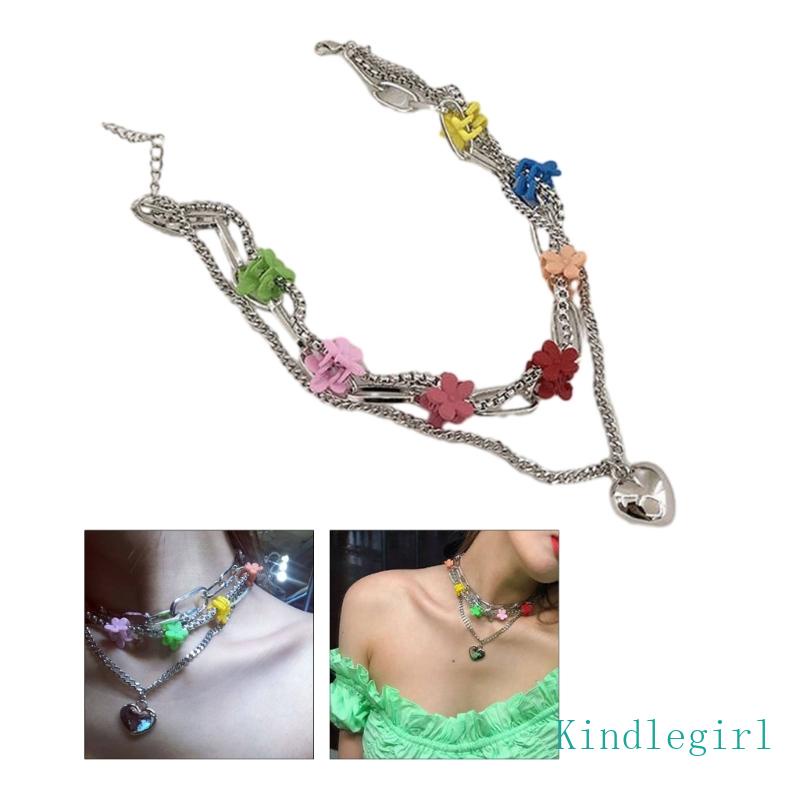 Vòng Cổ Choker Nhiều Lớp Mặt Hình Trái Tim Thời Trang Cho Nữ