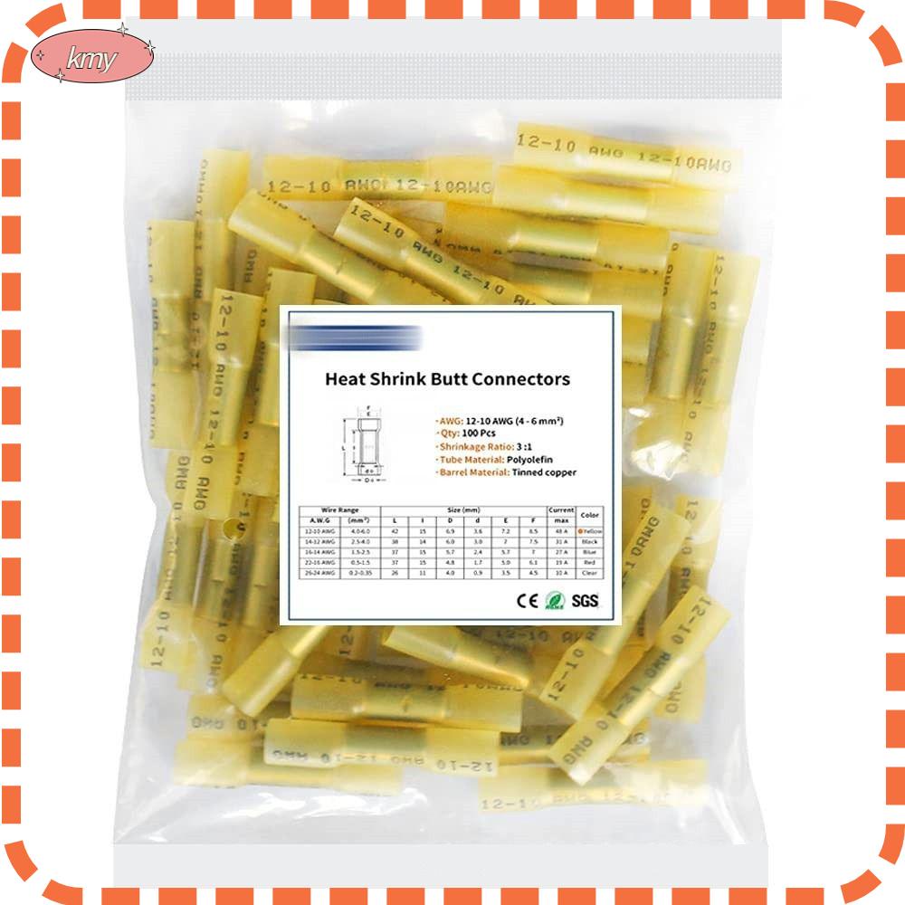 Set 100 Đầu Nối Dây Điện Cách Nhiệt Chống Nước Màu Vàng 12-10