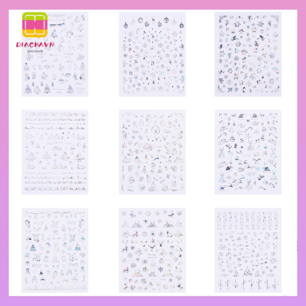 DIACHAVN Sticker Dán Móng Hoạ Tiết Bông Tuyết Màu Bạc Mới