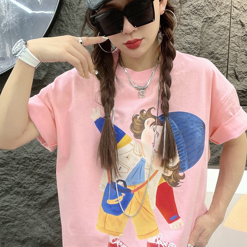 Áo Thun 100% Cotton Tay Ngắn Cổ Tròn Dáng Rộng Thời Trang Mùa Hè Cho Nam Và Nữ