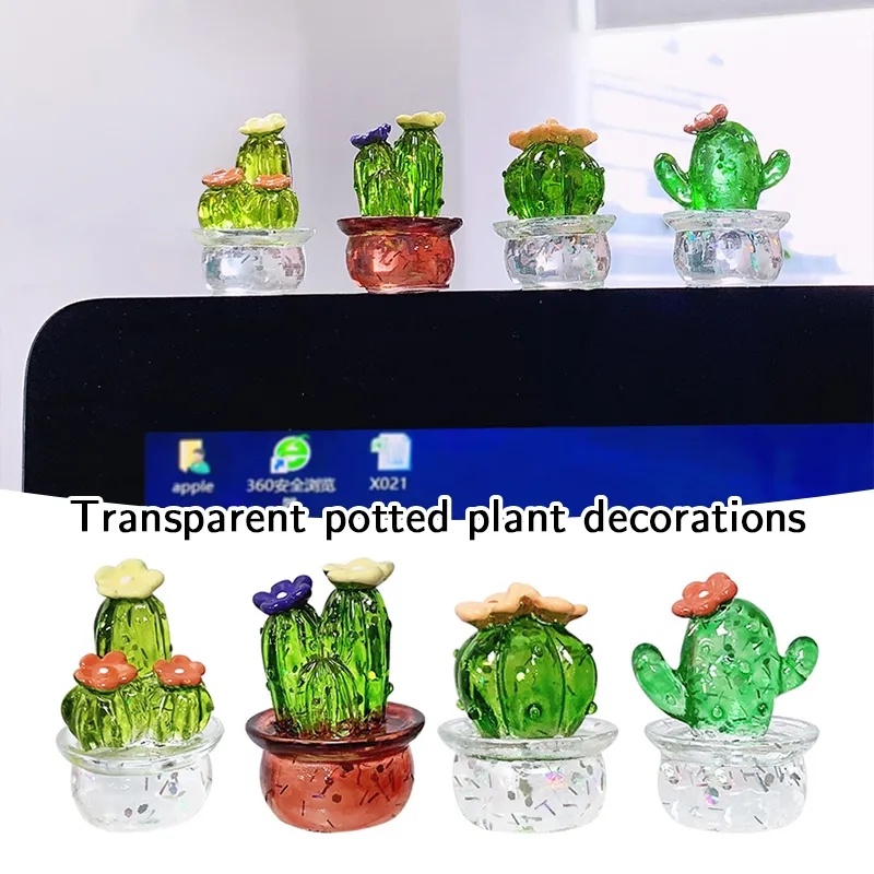 Chậu Cây Xương Rồng Bằng Nhựa Resin Trang Trí Nội Thất Xe Hơi / Văn Phòng