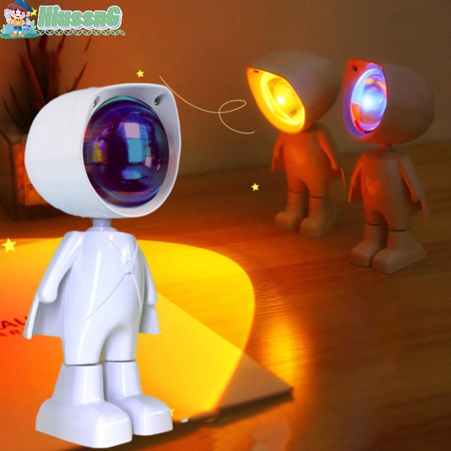 Đèn Ngủ Hình Robot Mini Xoay 360 Độ Nhiều Màu Sắc