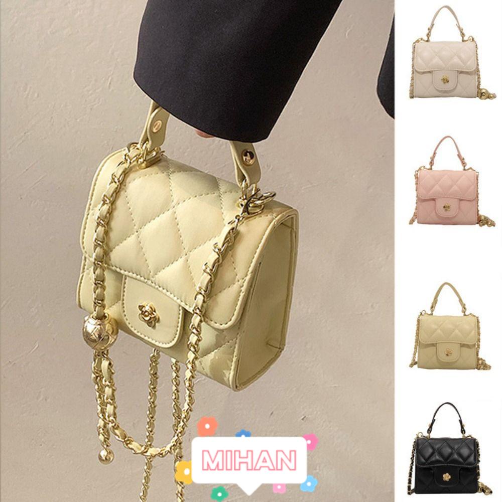MIHAN1 Túi Đeo Chéo Màu Trơn Có Dây Xích Kiểu Dáng Sang Trọng Màu Sắc